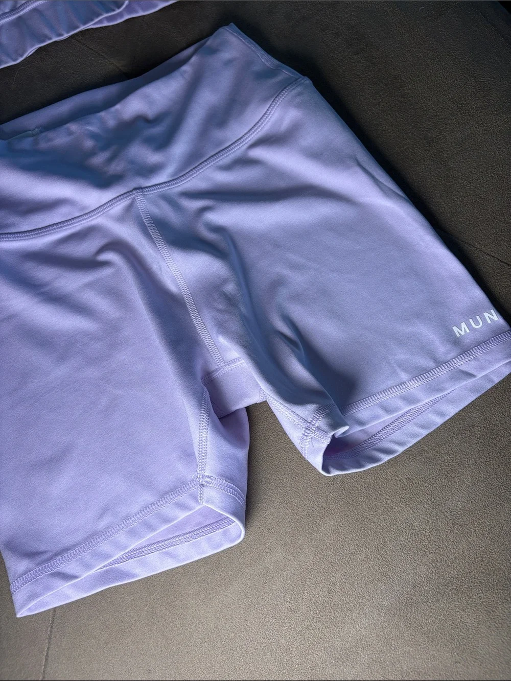 Municipal Lightweight Lilac Athletic Set - Sports Bra s + Bike Shorts xs